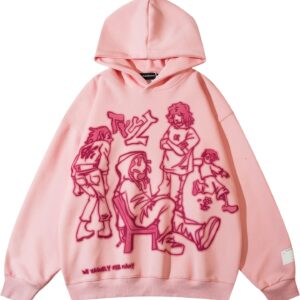 Rapidstreet Men Streetwear Hoodie Sweatshirt Aesthetic Graphic Pullover Cotton Unisex