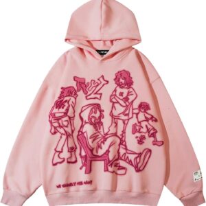 Vamtac Mens Graphic Hoodies Y2k Cute Pullover Oversized Fashion Streetwear Casual Hooded Sweatshirt Unisex Tops